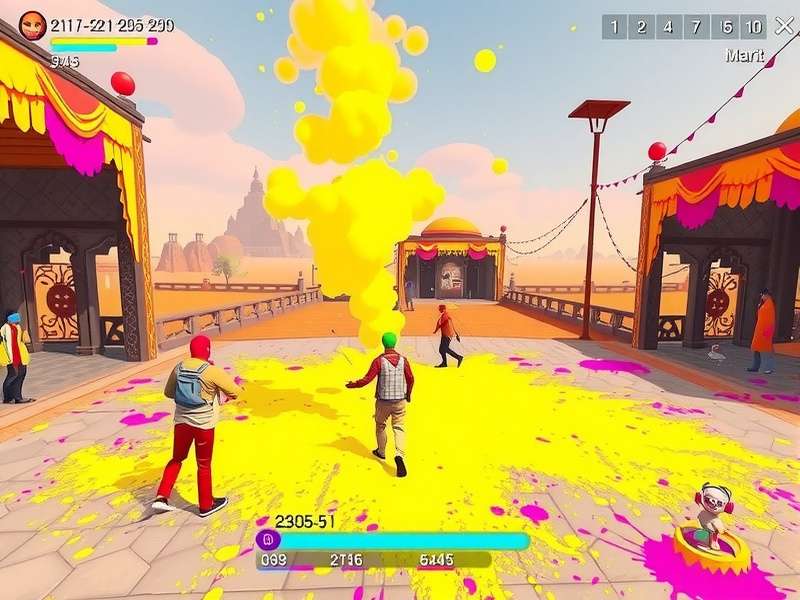 Festive Holi Spectacle Indian festival celebration scene